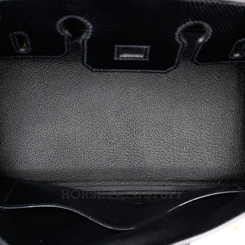 Hermès Birkin 25 Touch Black Togo / Black Shiny Niloticus Lizard GHW