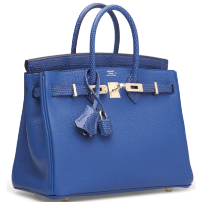 Hermès Birkin 25 Touch Blue de France Togo / Blue de France Shiny Niloticus Lizard Permabrass
