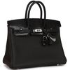 Hermès Birkin 25 Touch Black Togo / Black Shiny Niloticus Lizard PHW