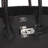 Hermès Birkin 25 Touch Black Togo / Black Shiny Niloticus Lizard PHW