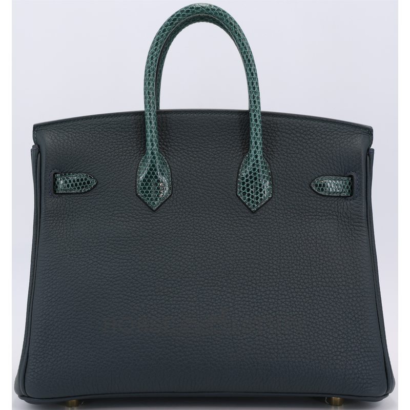 Hermès Birkin 25 Touch Vert Cypress Togo / Shiny Niloticus Lizard GHW