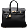 Hermès Birkin 25 Touch Black Togo / Black Lisse Crocodile Niloticus RGHW