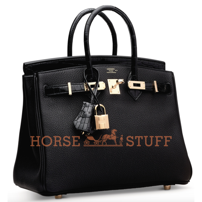 Hermès Birkin 25 Touch Black Togo / Black Lisse Crocodile Niloticus RGHW