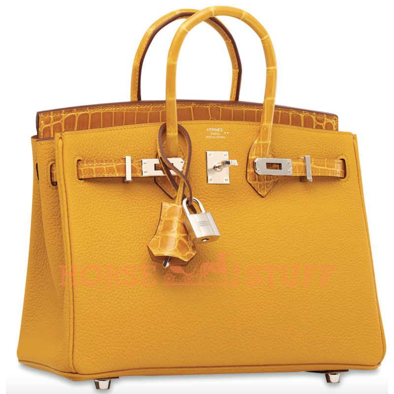 Hermès Birkin 25 Touch Jaune Ambre Togo / Jaune Ambre Lisse Crocodile Niloticus PHW