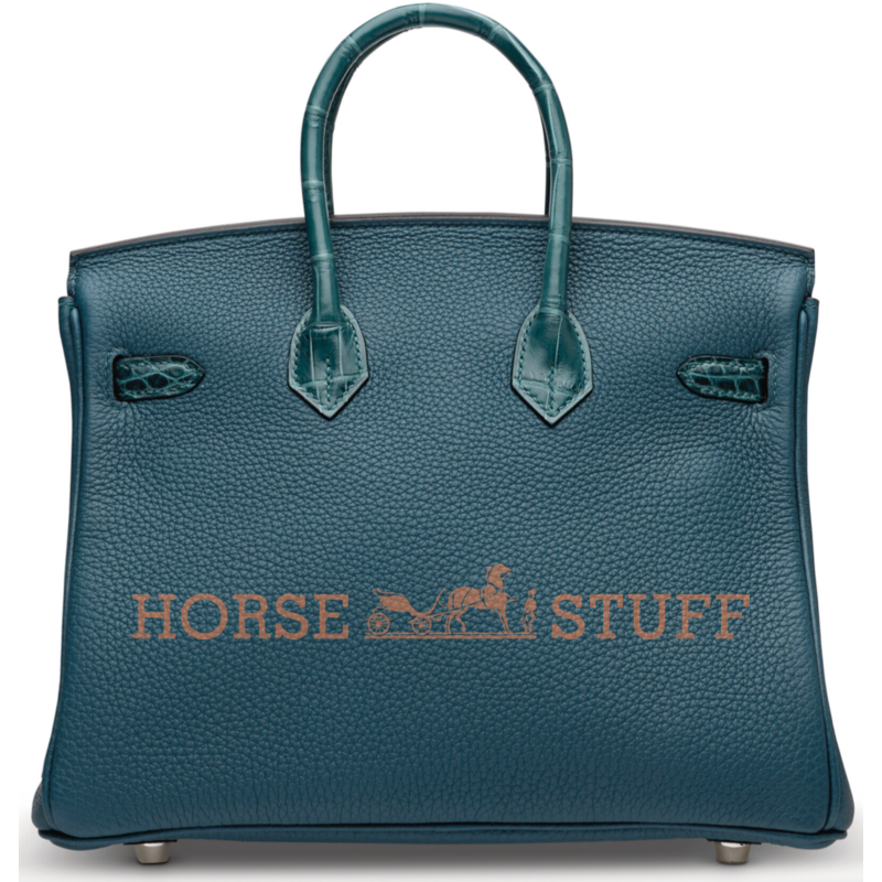 Hermès Birkin 25 Touch Vert Bosphore Togo / Vert Bosphore Lisse Crocodile Niloticus PHW