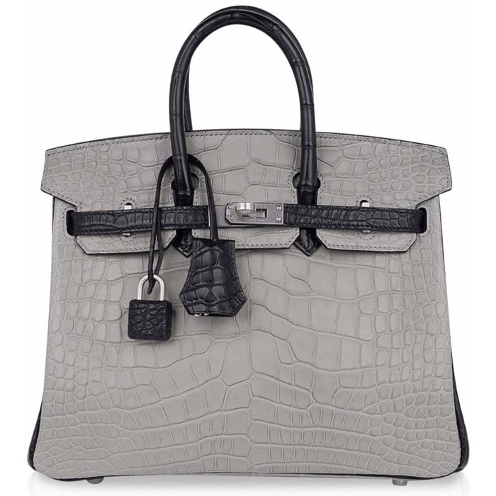 Hermes Beton + Graphite Matte Crocodile Birkin 30 Handbag