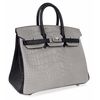 Hermès Birkin 25 Special Order HSS Gris Perle / Black Matte Crocodile Alligator BPHW