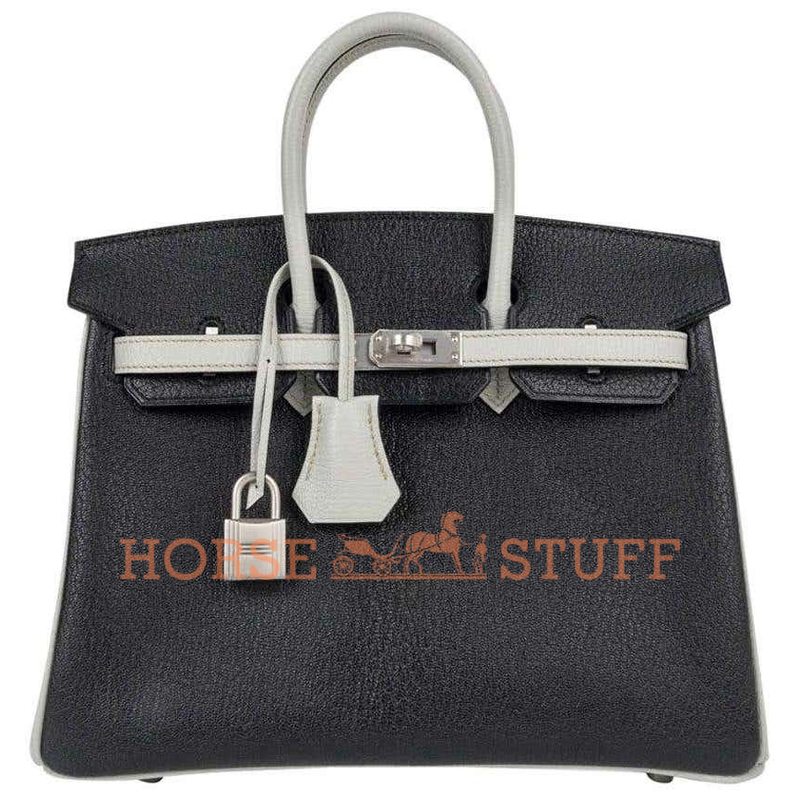 Hermès Birkin 25 Special Order HSS Black / Gris Perle Chevre BPHW