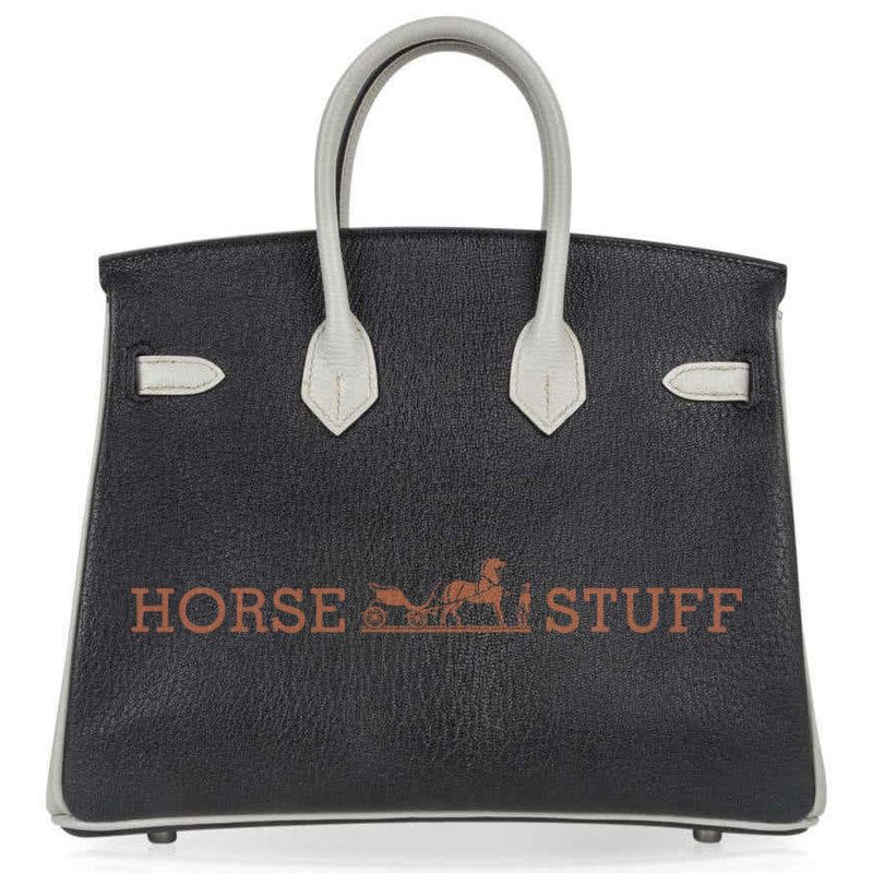 Hermès Birkin 25 Special Order HSS Black / Gris Perle Chevre BPHW