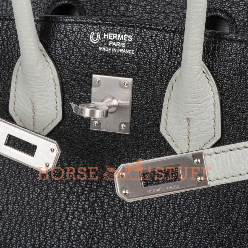 Hermès Birkin 25 Special Order HSS Black / Gris Perle Chevre BPHW