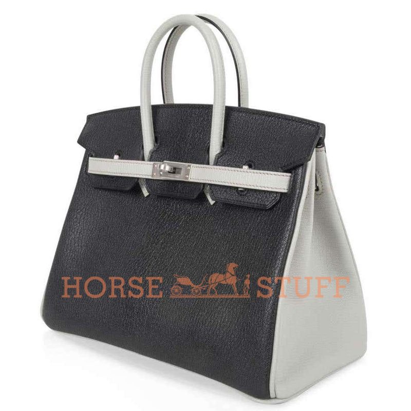 Hermès Birkin 25 Special Order HSS Black / Gris Perle Chevre BPHW