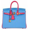 Hermès Birkin 25 Special Order HSS Blue Celeste / Rose Lipstick Chevre GHW