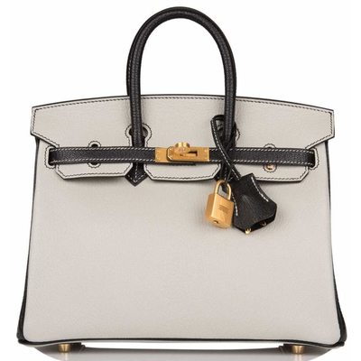 Hermès Birkin 25 Special Order HSS Gris Perle / Black Chèvre BGHW