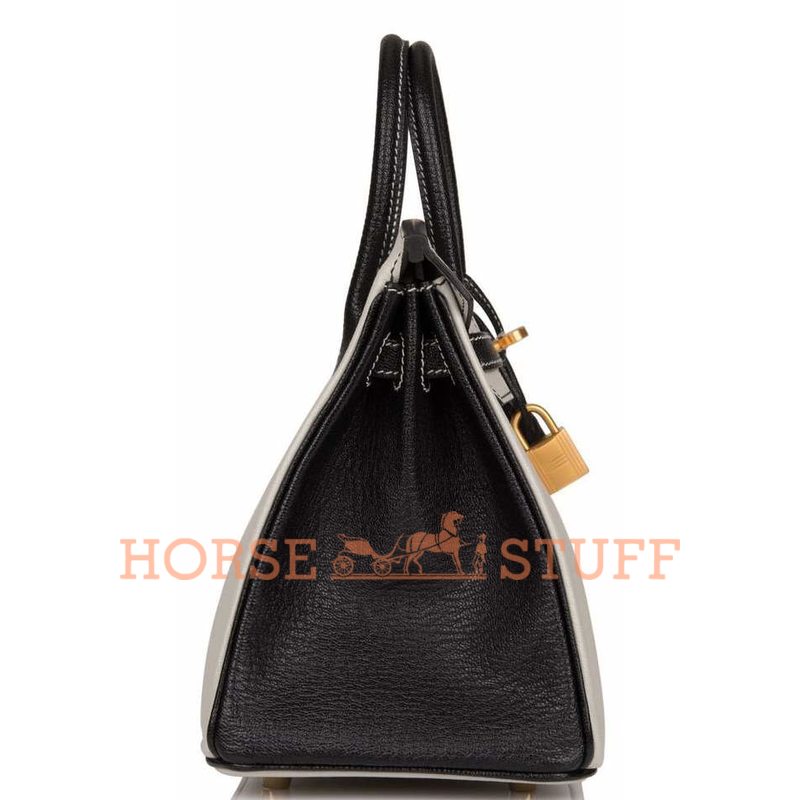 Hermès Birkin 25 Special Order HSS Gris Perle / Black Chèvre BGHW