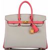 Hermès Birkin 25 Special Order HSS Gris Perle / Rose Azalee Chevre BGHW