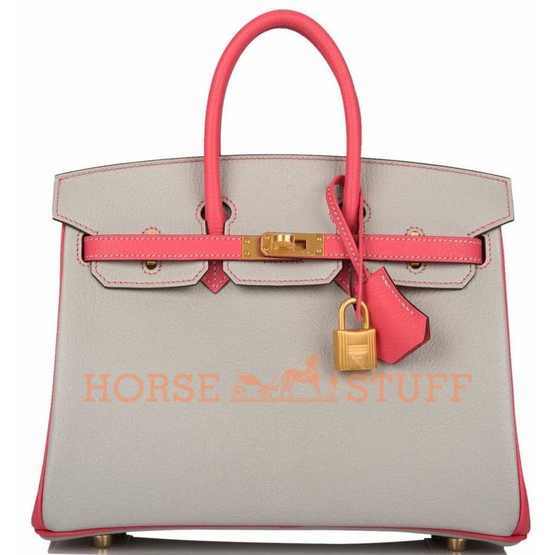 Hermès Birkin 25 Special Order HSS Gris Perle / Rose Azalee Chevre BGHW