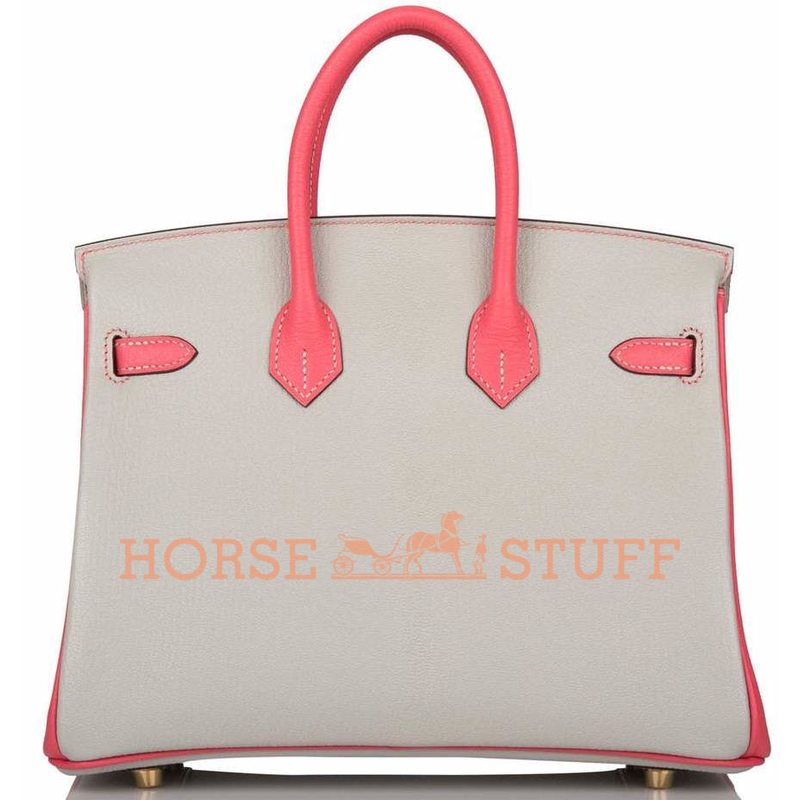 Hermès Birkin 25 Special Order HSS Gris Perle / Rose Azalee Chevre BGHW