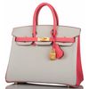 Hermès Birkin 25 Special Order HSS Gris Perle / Rose Azalee Chevre BGHW