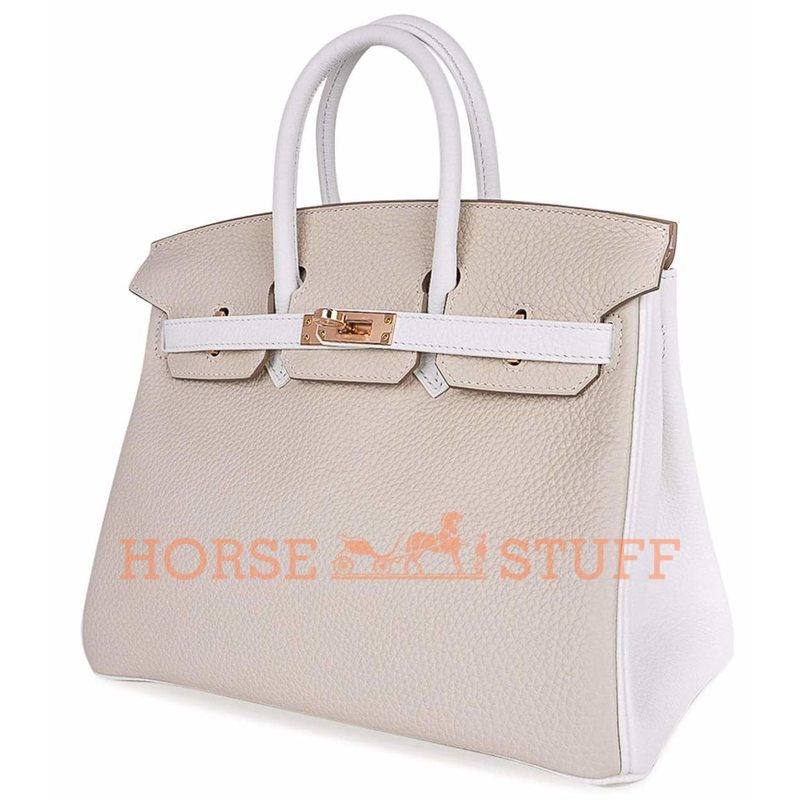 Hermès Birkin 25 Special Order HSS Craie / White Clemence RGHW