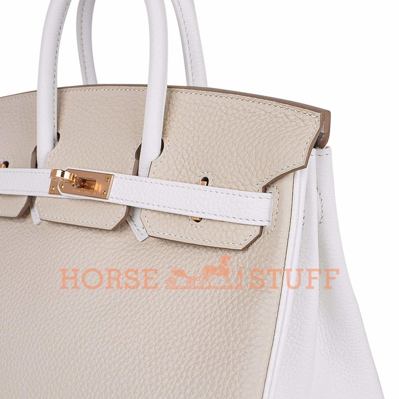 Hermès Birkin 25 Special Order HSS Craie / White Clemence RGHW