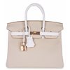 Hermès Birkin 25 Special Order HSS Craie / White Clemence RGHW