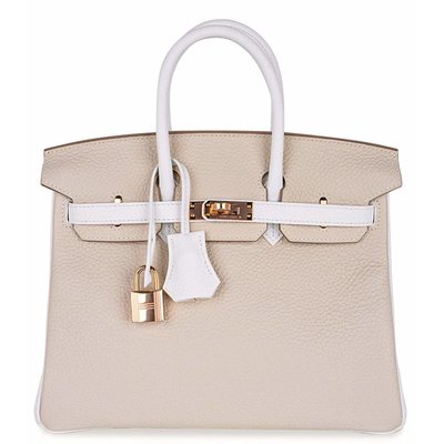 Hermès Birkin 25 Special Order HSS Craie / White Clemence RGHW