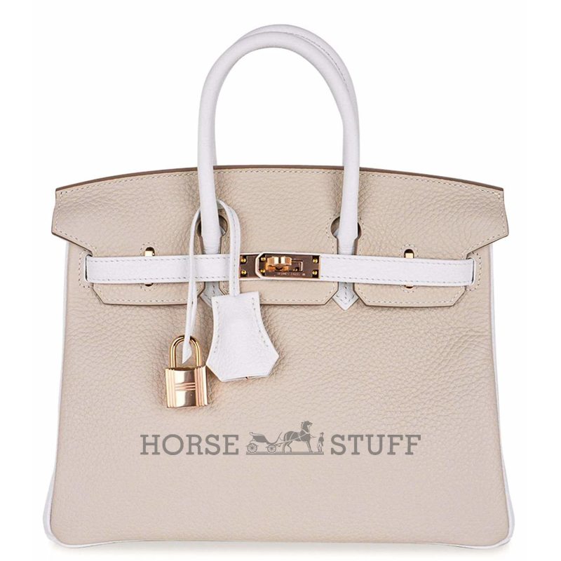 Hermès Birkin 25 Special Order HSS Craie / White Clemence RGHW
