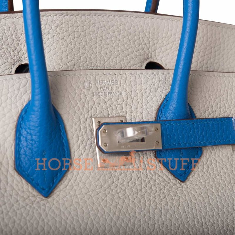 Hermès Birkin 25 Gris Mouette / Mykonos Clemence BPHW