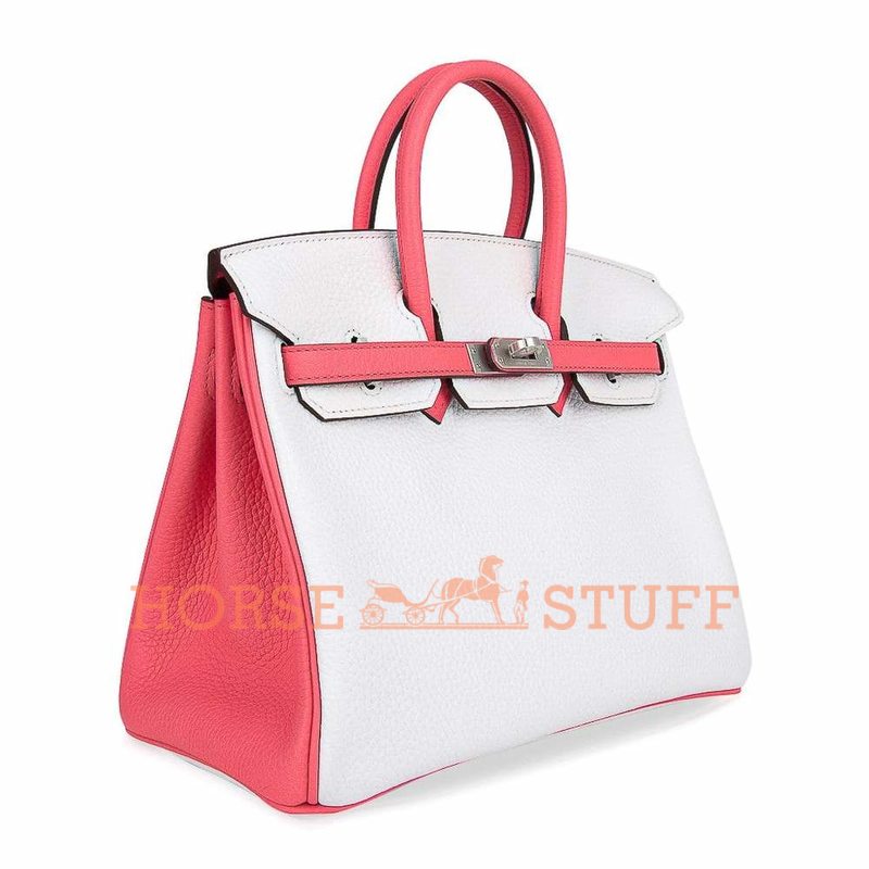 Hermès Birkin 25 Special Order HSS White / Rose Azalee Clemence BPHW