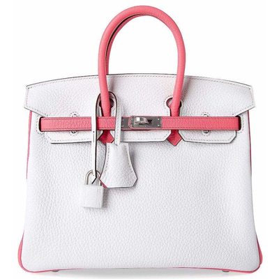 Hermès Birkin 25 Special Order HSS White / Rose Azalee Clemence BPHW