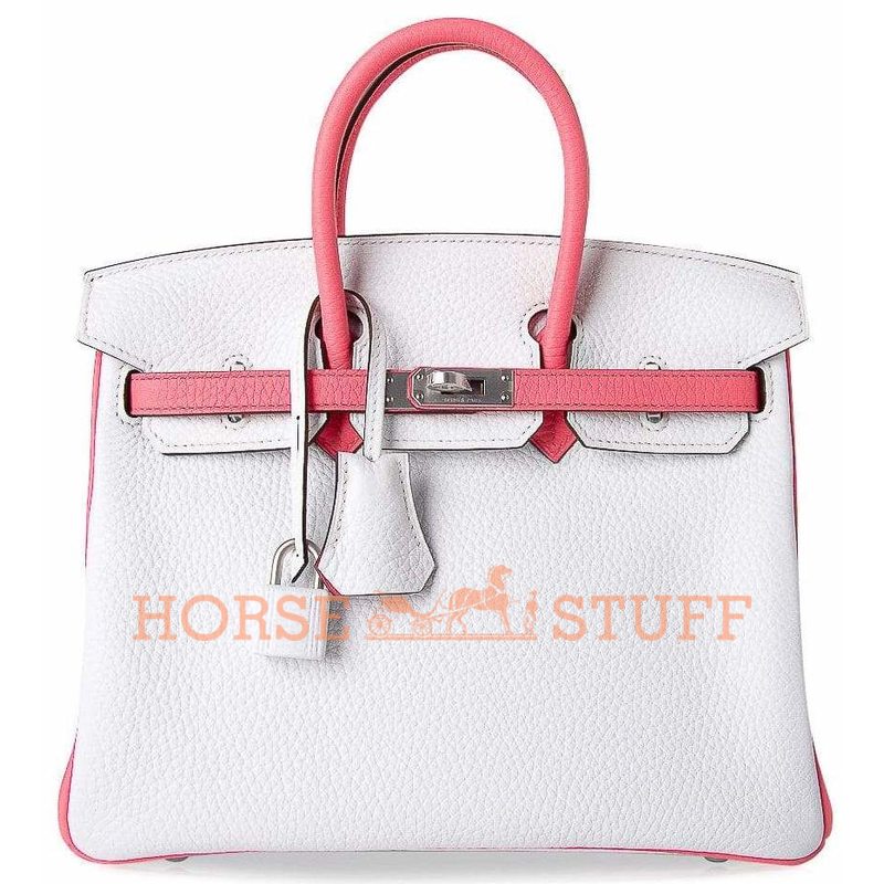 Hermès Birkin 25 Special Order HSS White / Rose Azalee Clemence BPHW