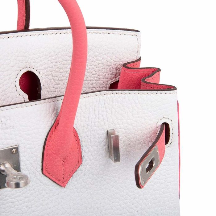Hermès Birkin 25 Special Order HSS White / Rose Azalee Clemence