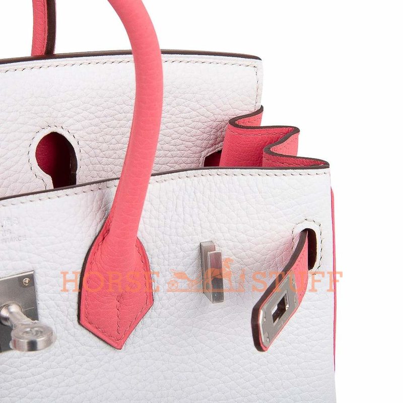 Hermès Birkin 25 Special Order HSS White / Rose Azalee Clemence BPHW