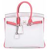 Hermès Birkin 25 Special Order HSS White / Rose Azalee Clemence BPHW