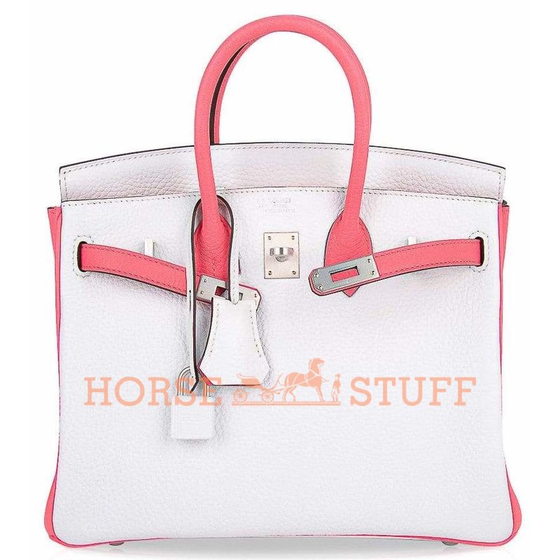 Hermès Birkin 25 Special Order HSS White / Rose Azalee Clemence BPHW