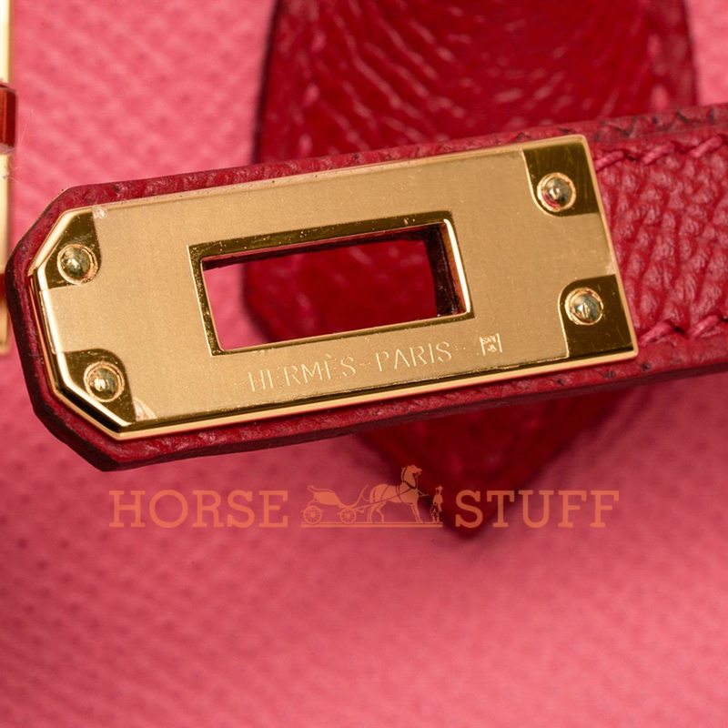 Hermès Birkin 25 Special Order HSS Rose Azalee / Rouge Casaque Epsom GHW