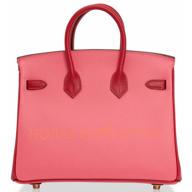 Hermès Birkin 25 Special Order HSS Rose Azalee / Rouge Casaque Epsom GHW