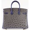 Hermès Birkin 25 Special Order HSS Gris Agate / Blue Sapphire Ostrich BGHW