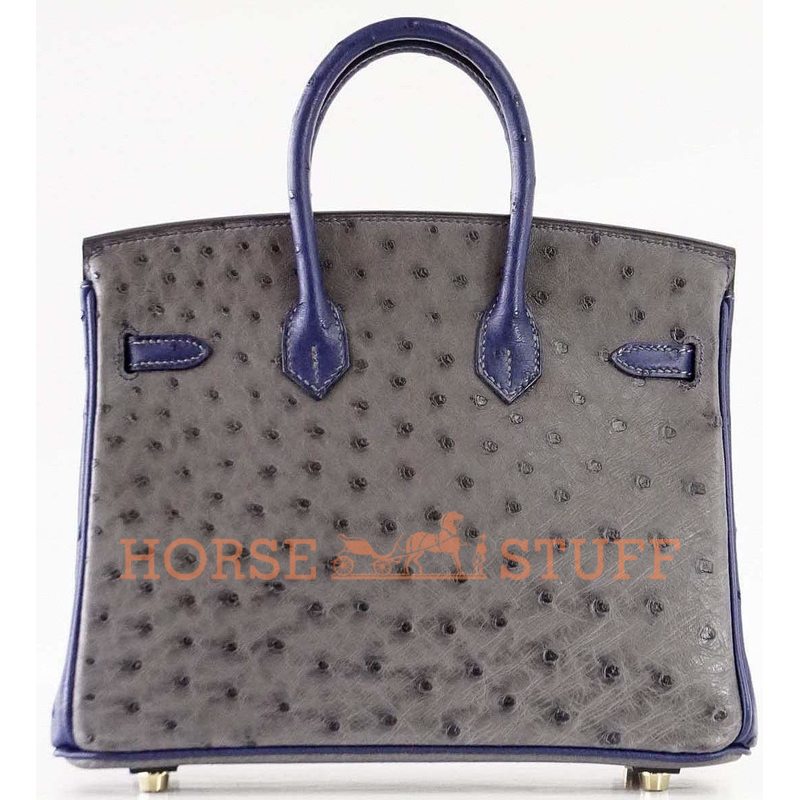 Hermès Birkin 25 Special Order HSS Gris Agate / Blue Sapphire Ostrich BGHW