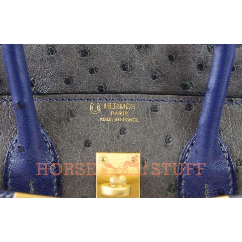 Hermès Birkin 25 Special Order HSS Gris Agate / Blue Sapphire Ostrich BGHW