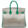 Hermès Birkin 25 Special Order HSS Gris Tourterelle / Vert Emerald Lisse Crocodile Porosus GHW