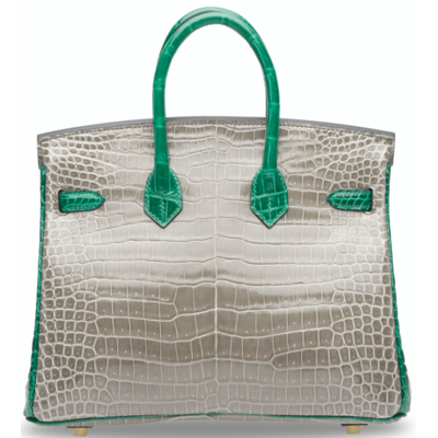 Hermès Birkin 25 Special Order HSS Gris Tourterelle / Vert Emerald Lisse Crocodile Porosus GHW