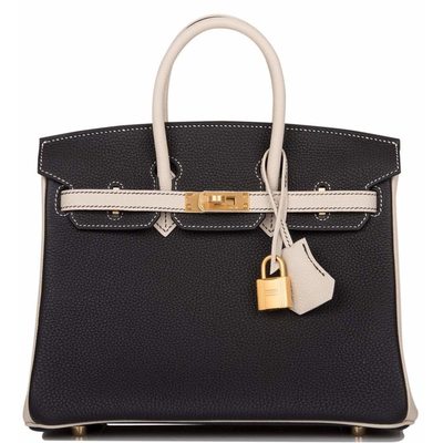 Hermès Birkin 25 Special Order HSS Black / Craie Togo BGHW