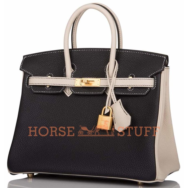 Hermès Birkin 25 Special Order HSS Black / Craie Togo BGHW