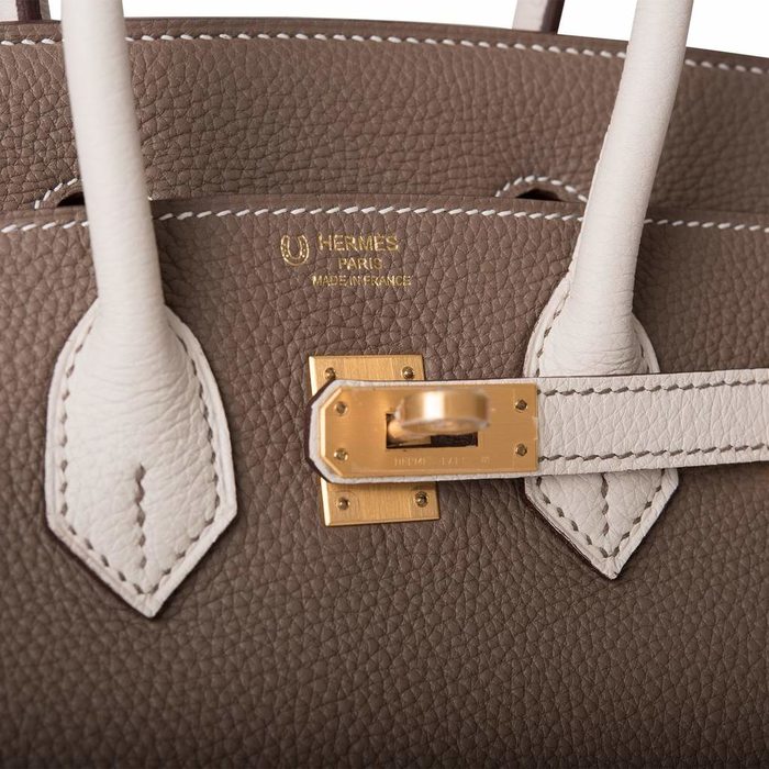 Hermes Personal Birkin bag 30 Etoupe grey/ Craie Epsom leather Matt gold  hardware