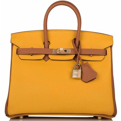 Hermès Birkin 25 Special Order HSS Jaune Ambre / Gold Togo Permabrass