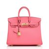 Hermès Birkin 25 Special Order HSS Verso Rose Azalee / Lime Chèvre GHW