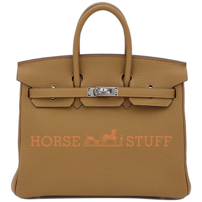 Hermès Birkin 25 Verso Bronze Dore / Blue Brume Togo PHW