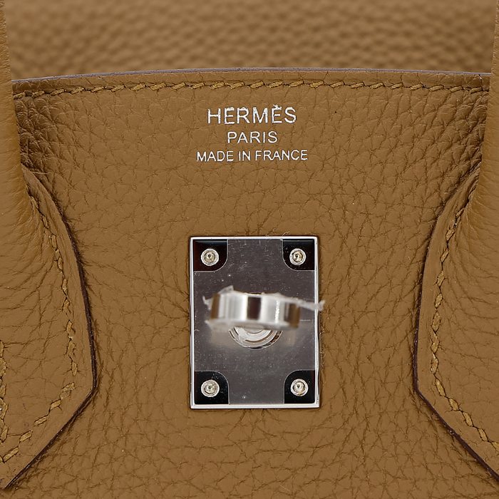 Hermes Birkin Verso bag 25 Bronze dore/ Blue brume Togo leather