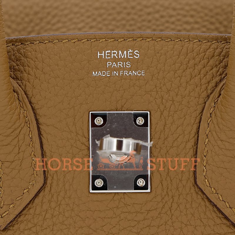 Hermès Birkin 25 Verso Bronze Dore / Blue Brume Togo PHW